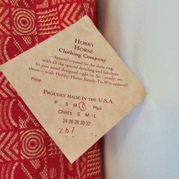 Hobby Horse‎ Red Metallic Vest L USA Horseman Show Geometric Print - Picture 4 of 5